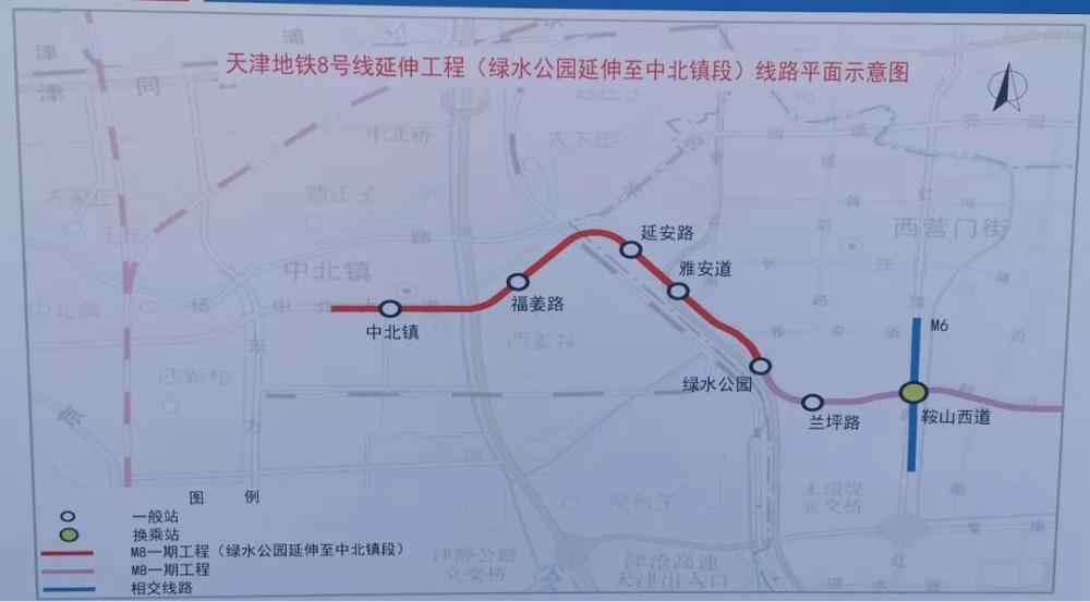 天津地铁8号线延伸线线路示意图