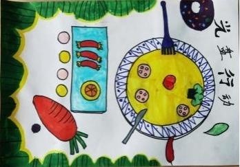 少年们发挥自己的绘画特长,通过一幅幅画作,让公筷公勺,文明餐桌意识