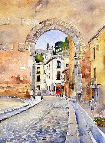 建筑水彩风景画 作者:margaret merry