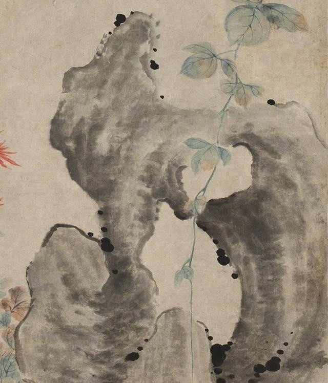 清·华岩《朱菊秋禽图》