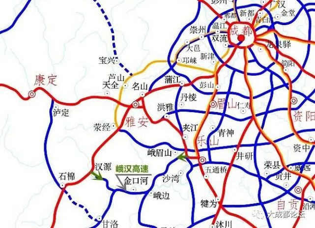 起于峨眉山市南侧,顺接乐雅高速公路乐峨连接线,与g93线成渝地区环线