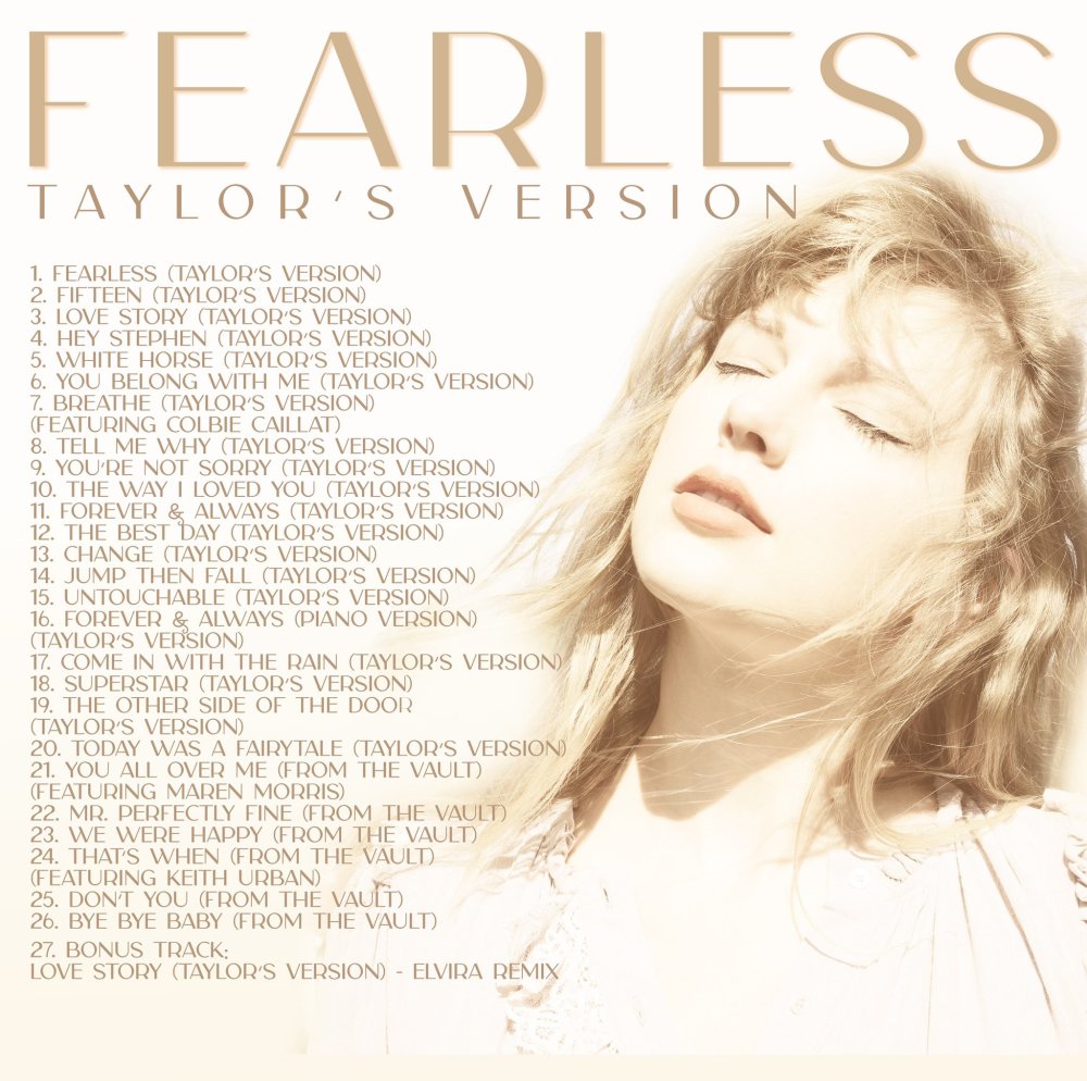 泰勒斯威夫特taylorswift发行首张重新录制的专辑fearless