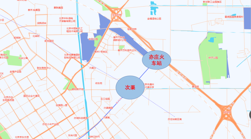 至于次渠最重要的"两站一街",也是配合亦庄做的设计规划.