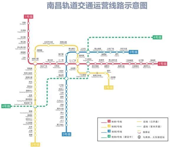 南昌将开通一条地铁线,长39.6千米,设29站,预计年底投入运营