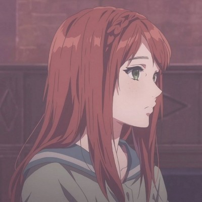 红发色动漫女头 忧郁
