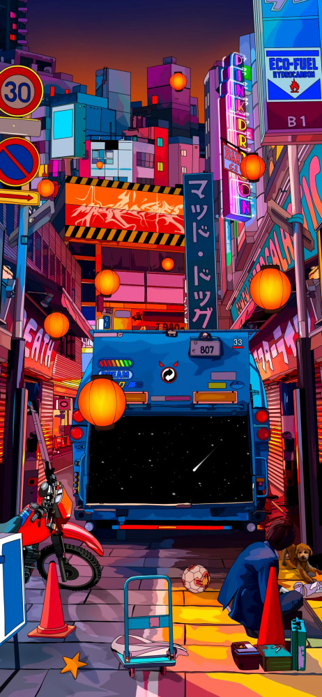 手机插画壁纸赛博朋克