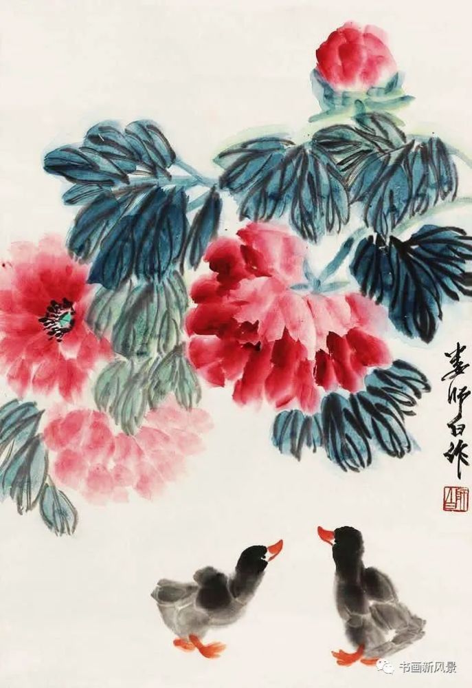 娄师白 丰富多彩 娄师白画小鸭是一绝,他的画作,明朗,清新,简练,把