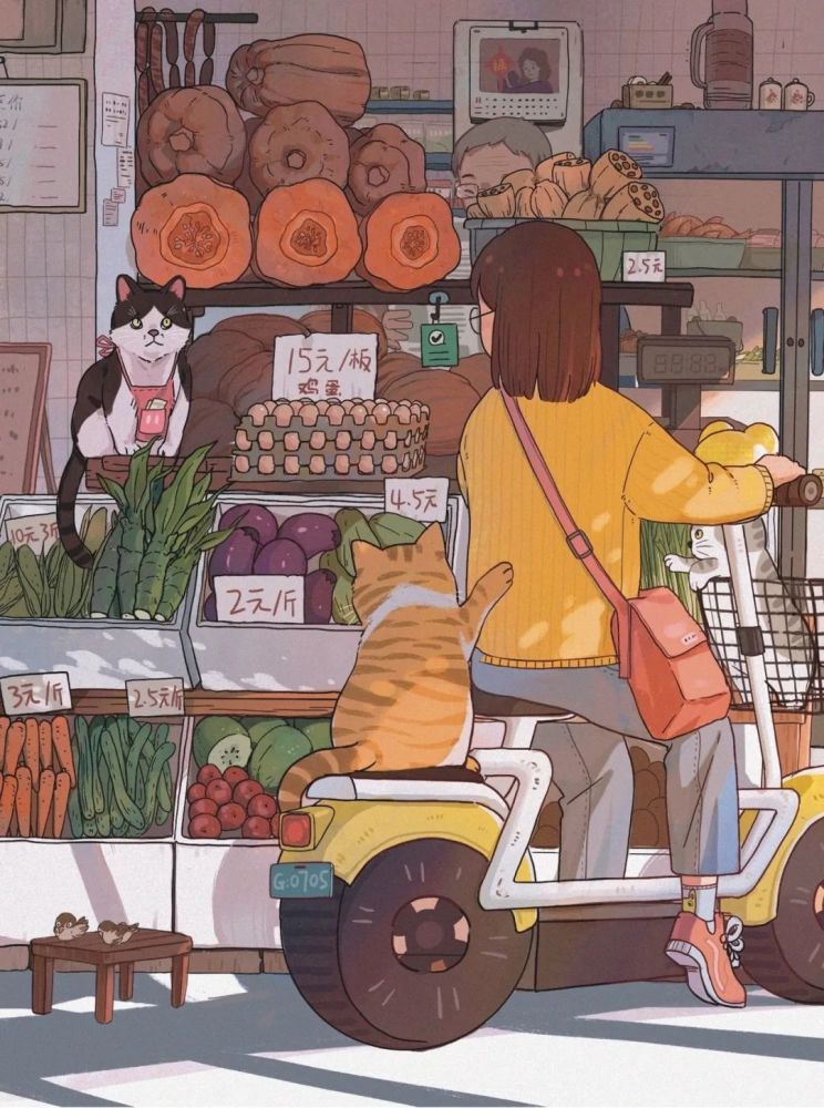 插画壁纸人间烟火气
