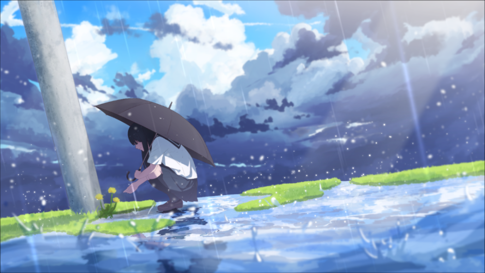 动漫美图:爱在雨季,请许我稍稍的离去!而心,从未稍离.