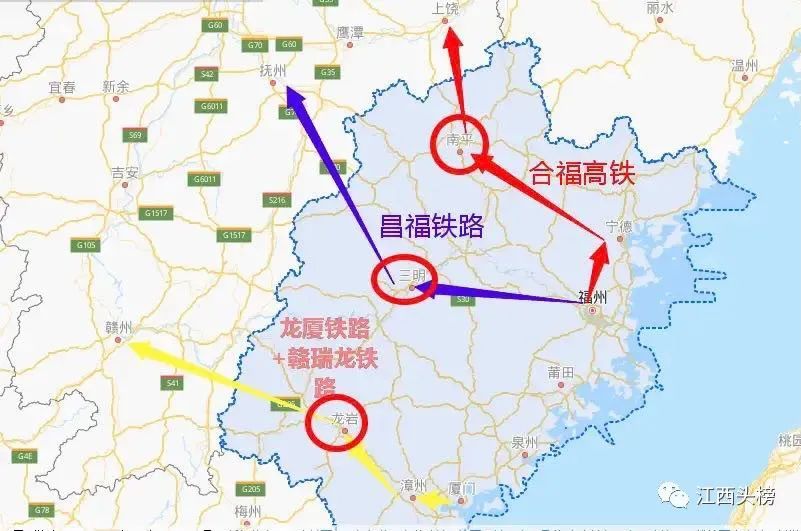 赣闽两省在建和规划的高铁线路对比