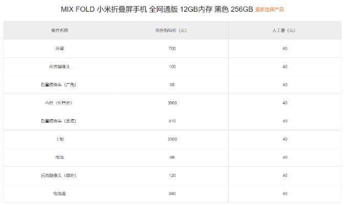 小米mix折叠机只卖9999元,维修价目表出炉,买得起却修不起