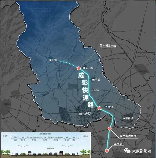 项目起于新都区新繁街道接五环路,过新都区清流镇后进入彭州市境内,经