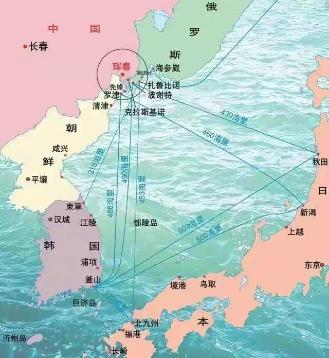 图们江出海口的意义: 如果拥有图们江出海口,那么这里将是到俄罗斯