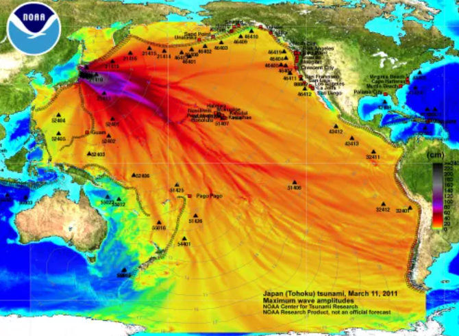 国外专家制作的福岛核电站放射性物质在太平洋扩散的模拟图.