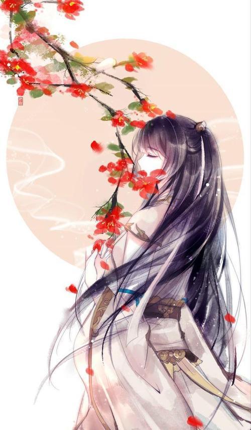 古风 美女 花朵 背影 图片