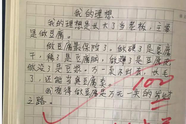 小学生满分作文《我的理想》走红,老师批语抢风头:注意你同桌