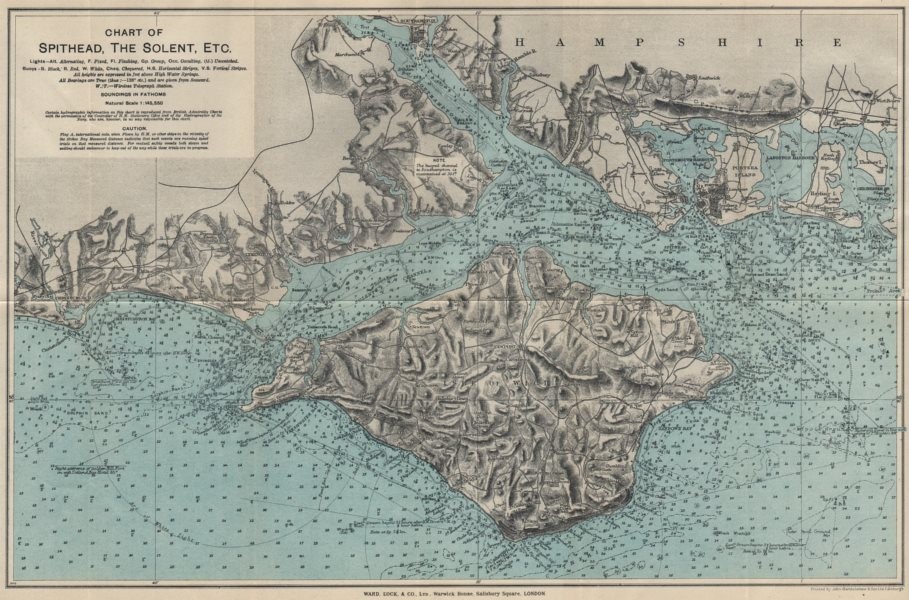 朴茨茅斯港外索伦特海峡地图,海峡东段就是斯皮特黑德海域.