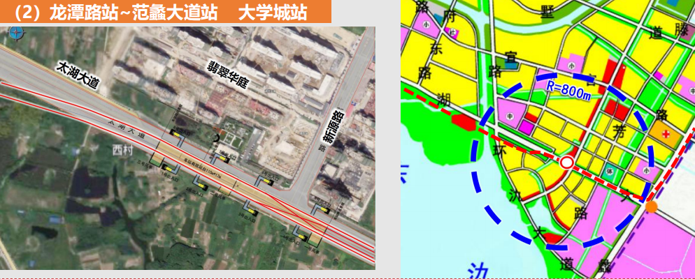 两层站,位于东氿大道与东虹路交叉口; 现状:站位西侧为宜兴万达广场