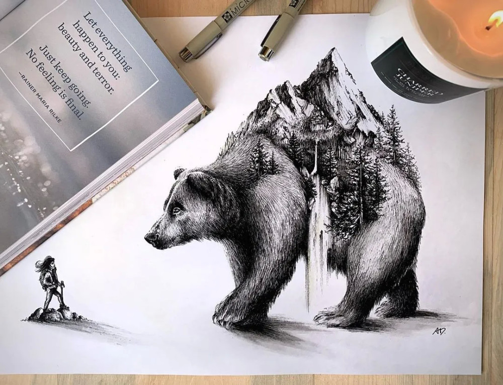 针管笔画的魅力,喜欢黑白插画的可以临摹起来