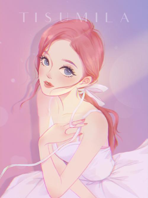 板绘插画平涂心动的梦境少女