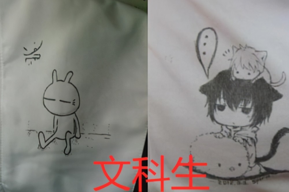 学生手绘校服走红美术生秀灵魂画技文科生理科生略显单调
