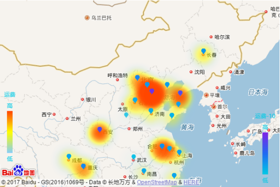还提供了多种地图样式供选择散点标记地图,热力地图和航线图等,可以从