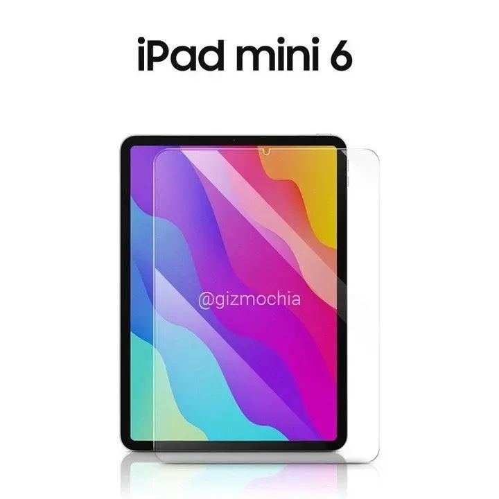 如图所示,新款ipad mini 6的电源按钮放在了顶部,音量按钮在右侧,前置