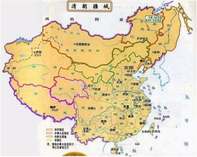 图二: 清朝地图历来被称为秋海棠,恰好囊括了东亚地区周边几乎所有的