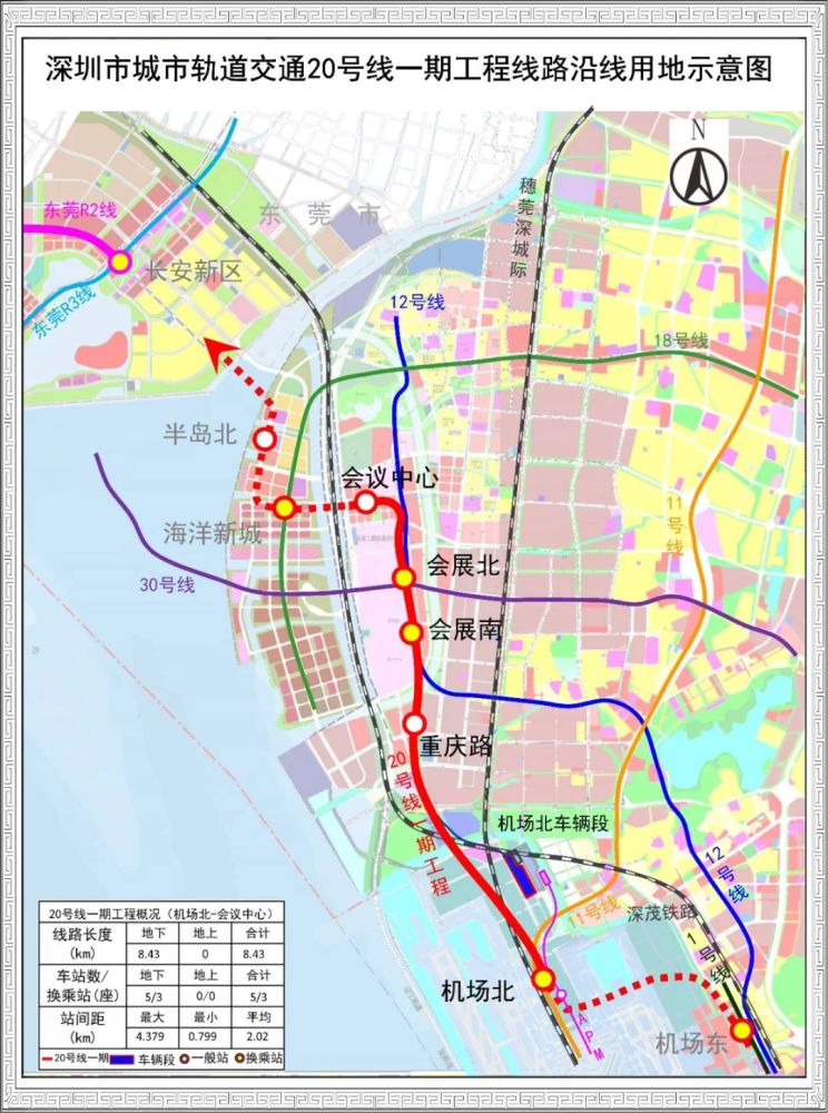 20号线一期线路示意图(站点名称以实际建成为准) 设机场北,重庆路