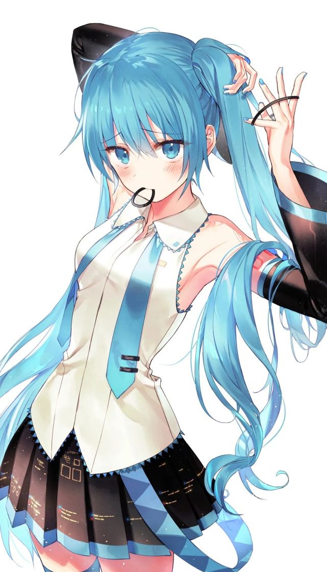 害羞着扎头发的初音未来