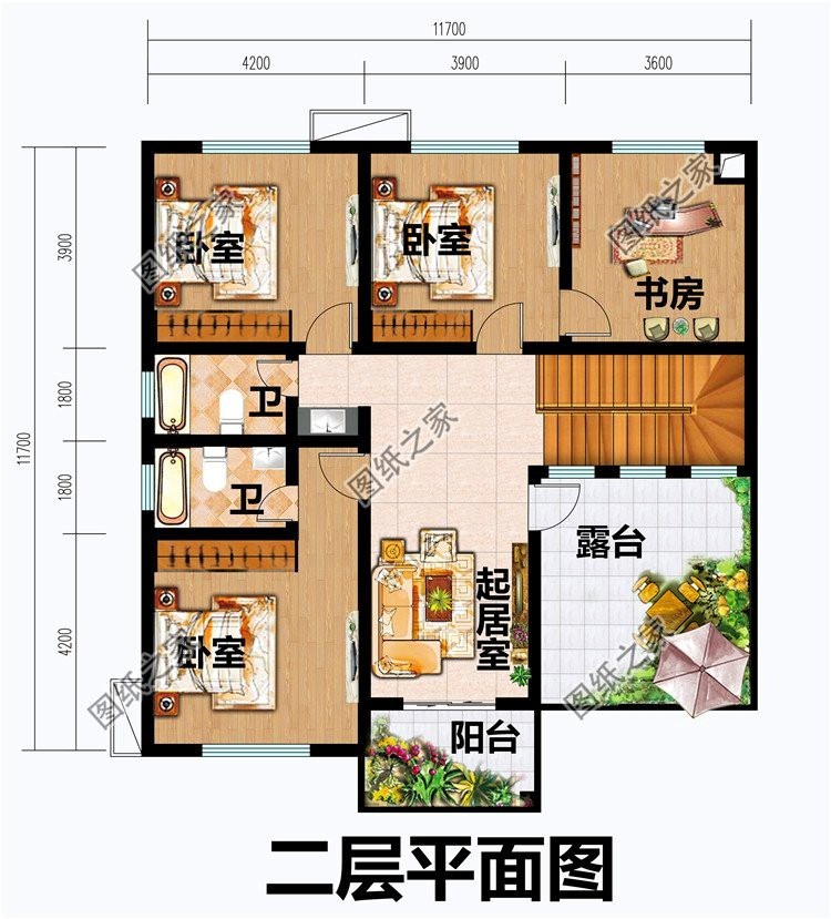 面宽11米二层自建房设计图,户型精致,建这样的房子不比城里差