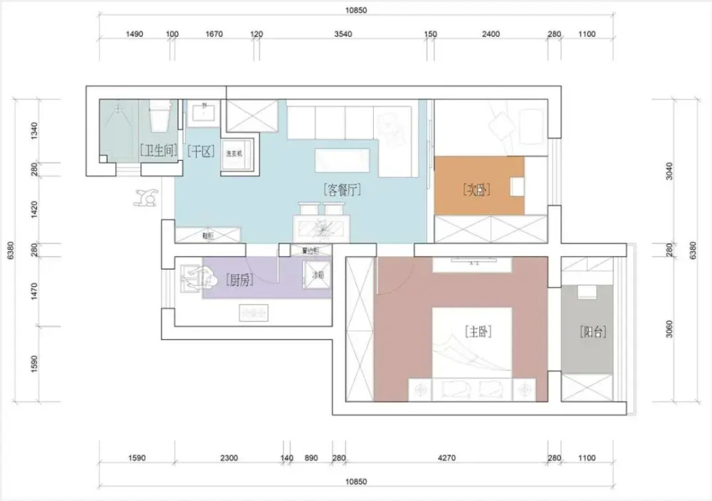 现代北欧 居住结构:夫妻(加一只大狗) 极家精装设计师:龚杰 原始户型