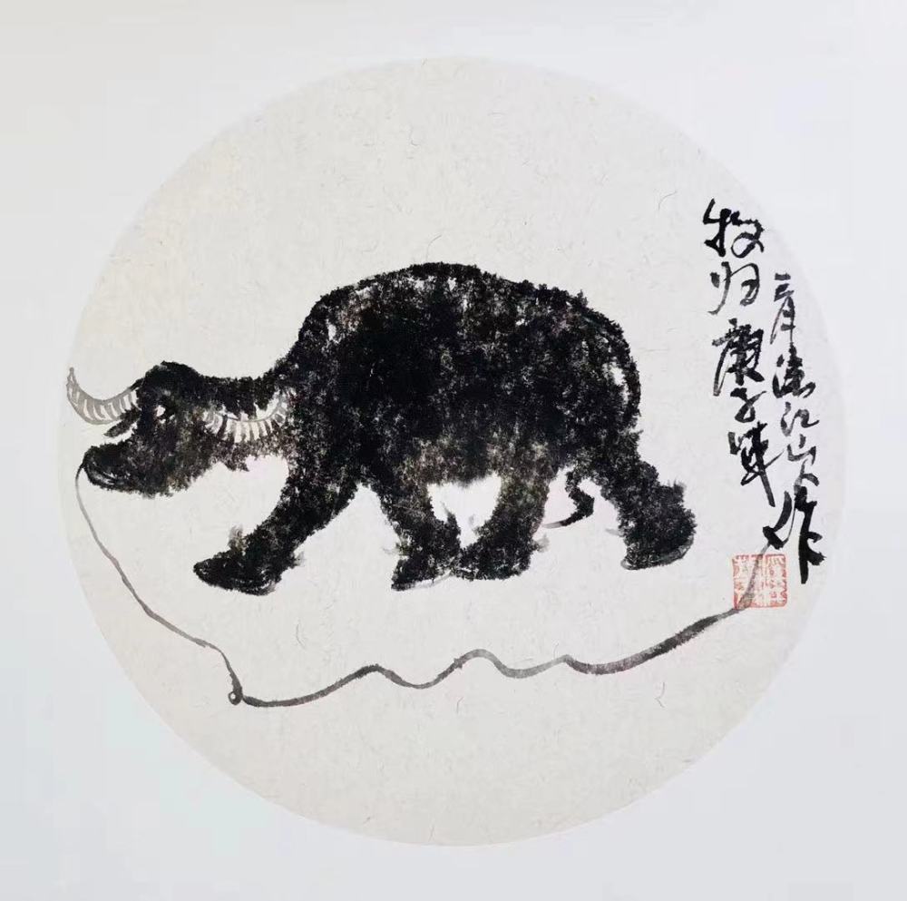 著名国画家,画牛大家,指墨画艺术大师朱祖国作品