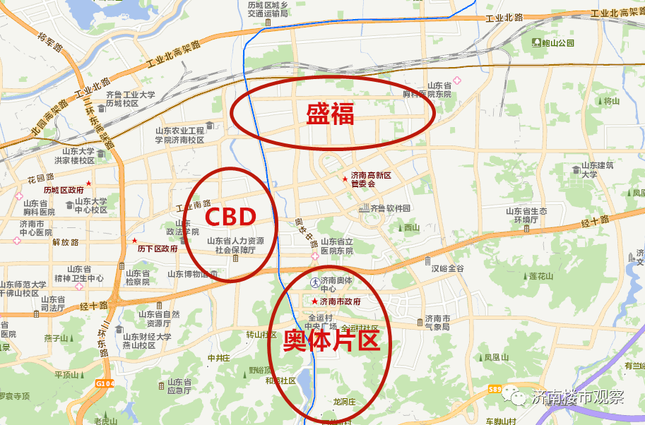 片区,一个是位于cbd北部的盛福区域,另一个是高新区以东的长岭山区域