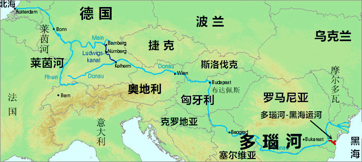 多瑙河另外,多瑙河的支流众多,有大大小小的300多条支流河,其中有34条