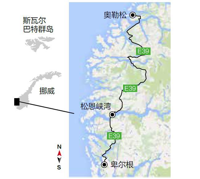 挪威峡湾自驾游路线示意图