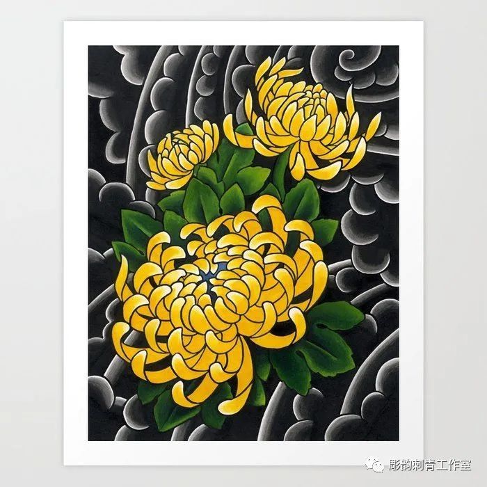 《传统菊花纹身素材》——宁可枝头抱香死,何曾吹落北风中