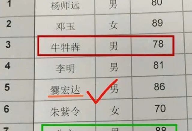 笑的喷粪小学生因名字走红连名带姓一共5笔老师没有一笔是弯的