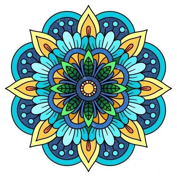 素材14张曼陀罗花线描画充满了线条美