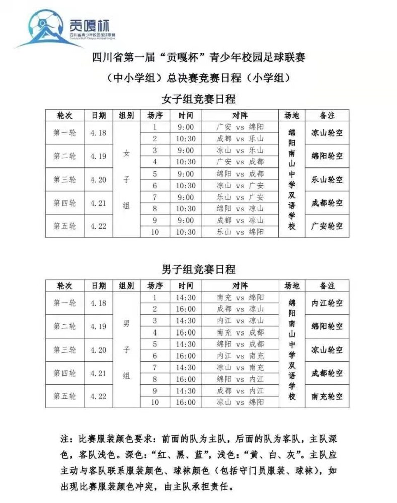 贡嘎杯青少年校园足球联赛中小学组总决赛竞赛日程公布