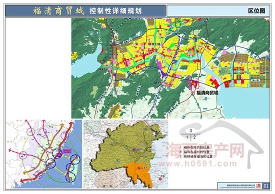 规划地块位于海口镇区西南侧,大真线从该地块中间穿过,往北通往福清