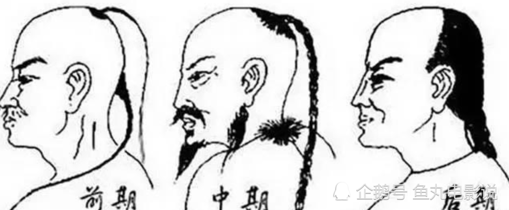 清朝男子发型演变示意图