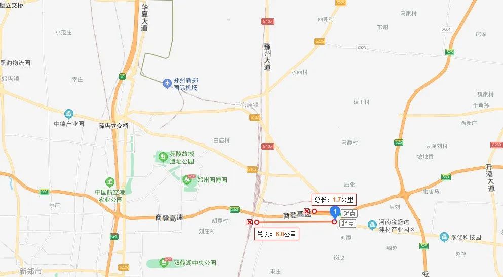 位于航空港区东约1公里处 西距新g107国道约有6公里左右 来源:尉氏网