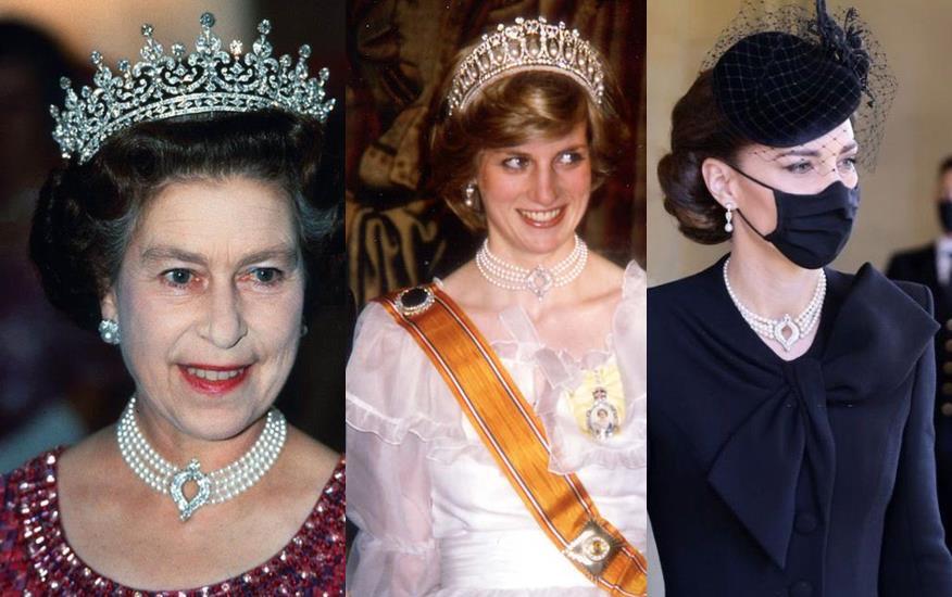 作为英国王位第二顺位继承人,凯特王妃一袭黑色修身礼服,佩戴的珠宝
