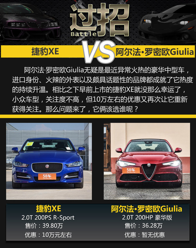 运动与颜值间的较量 捷豹XE对比Giulia