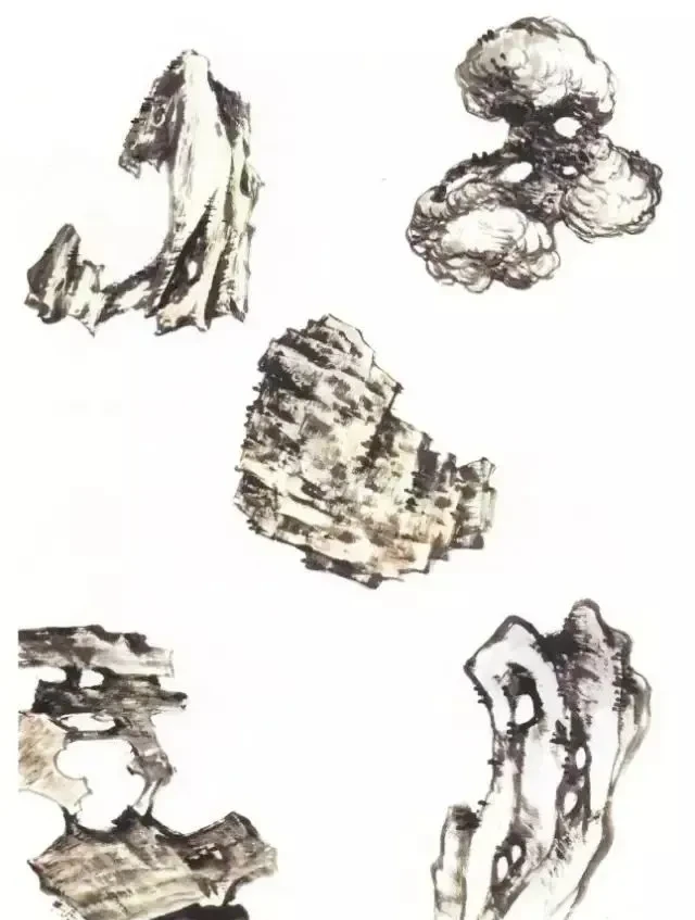 花鸟画中配景石块的画法