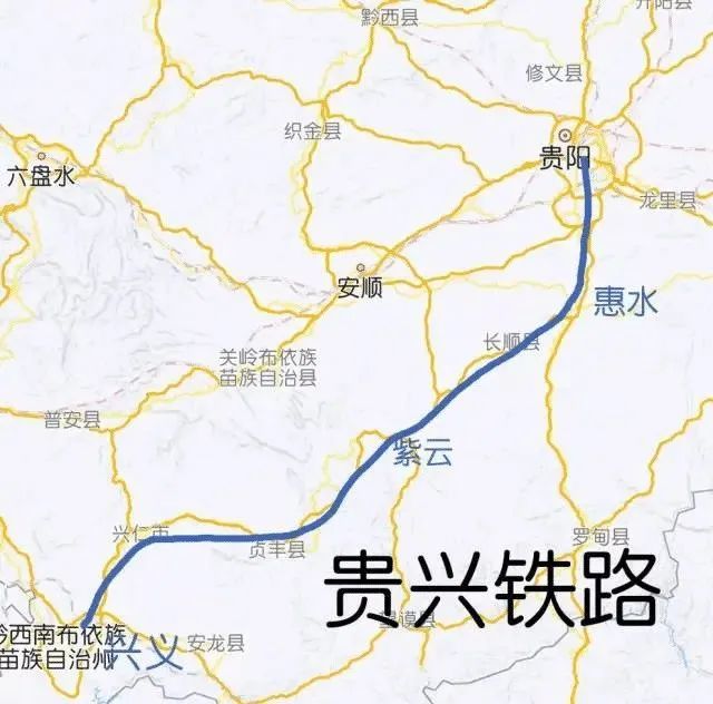 3,贵阳至兴义铁路 贵阳惠水长顺紫云贞丰兴仁兴义设计时速200km/h,客