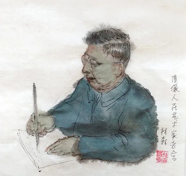 人民艺术家老舍漫画肖像