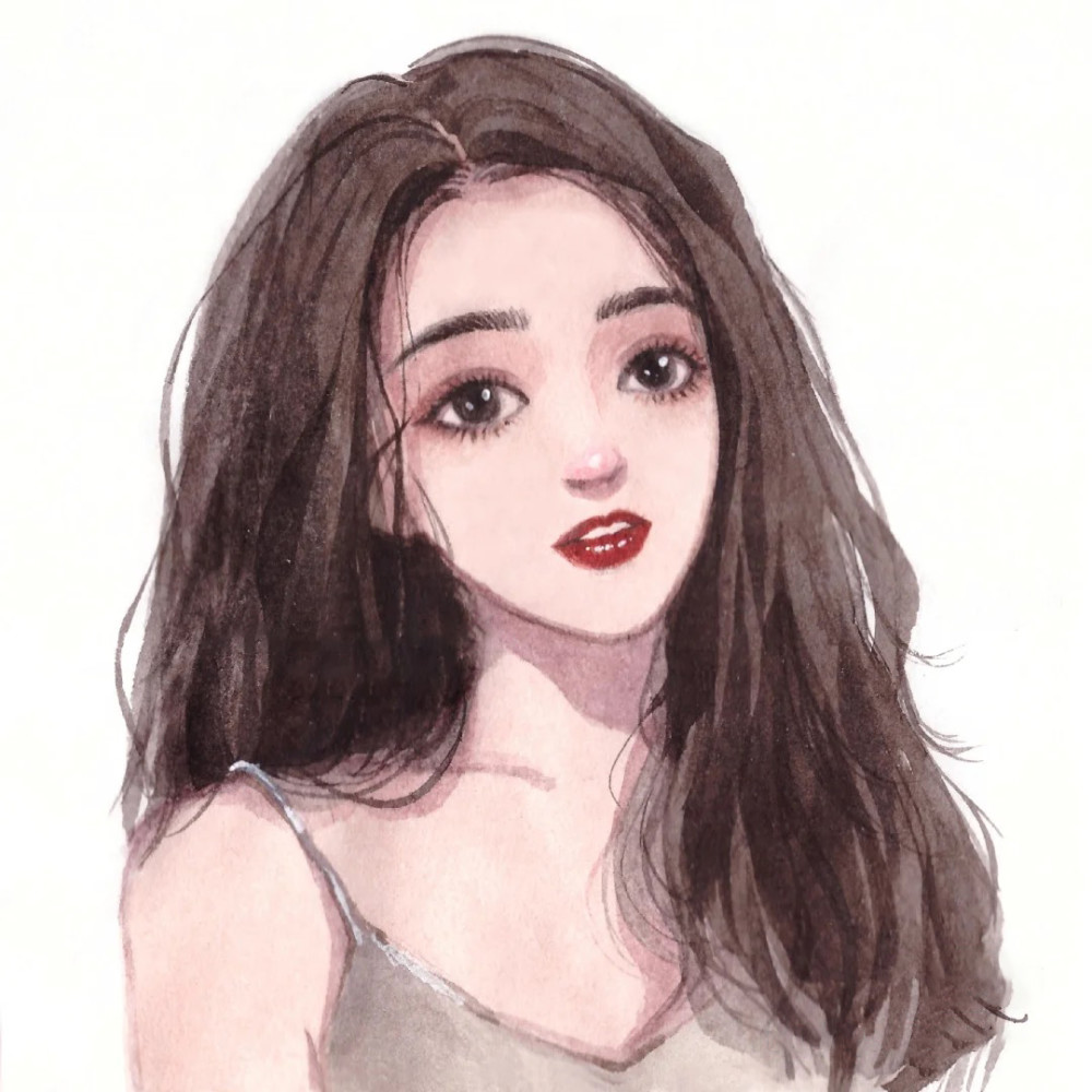 好看的复古风手绘女生头像(125)