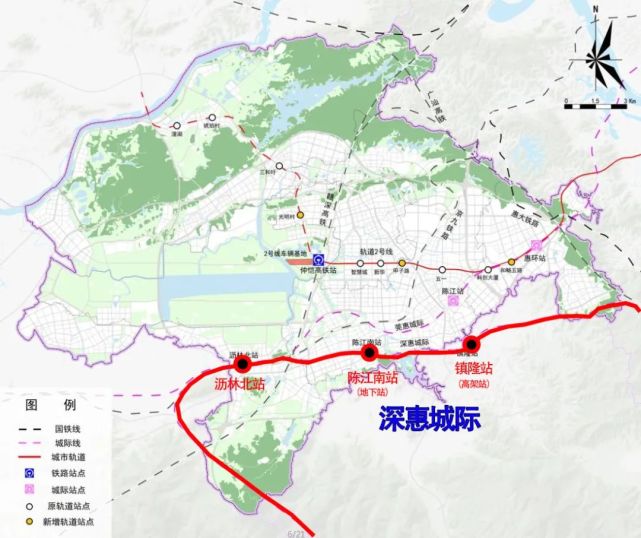 深惠城际自沥林北站出站后,转为地下敷设,下穿莞惠城际,京九铁路后,沿